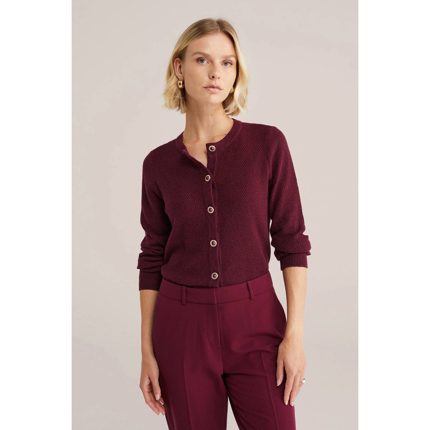 WE Fashion gebreid vest donkerrood