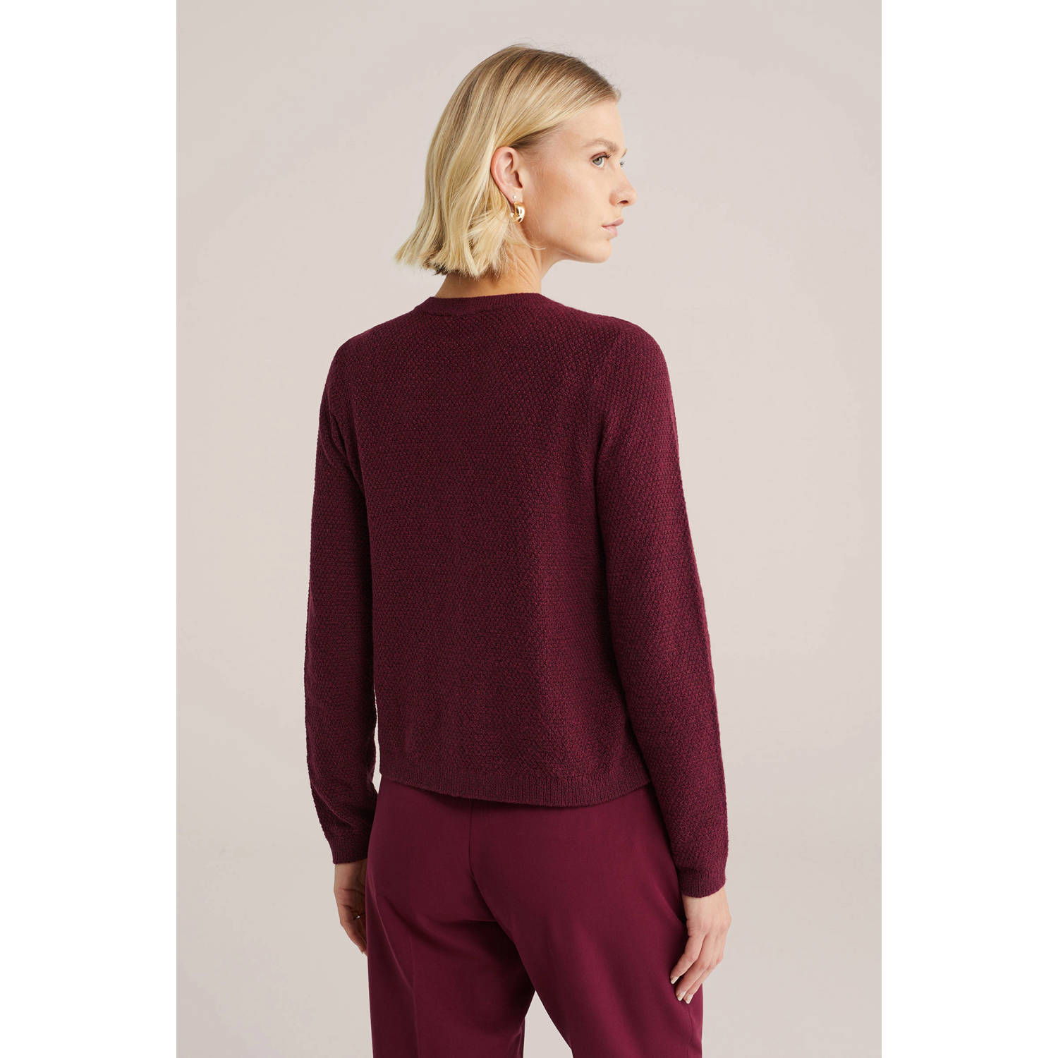 WE Fashion gebreid vest donkerrood