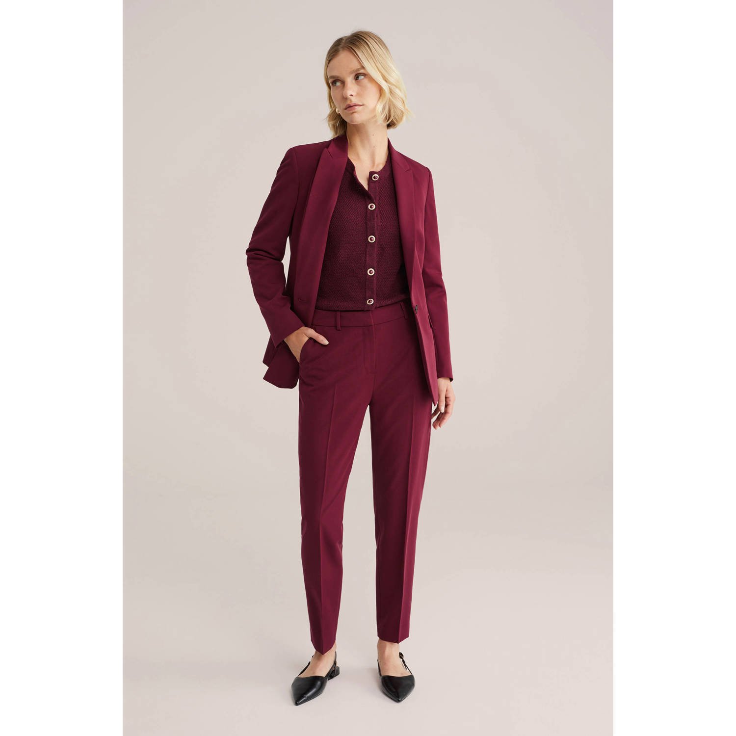 WE Fashion gebreid vest donkerrood