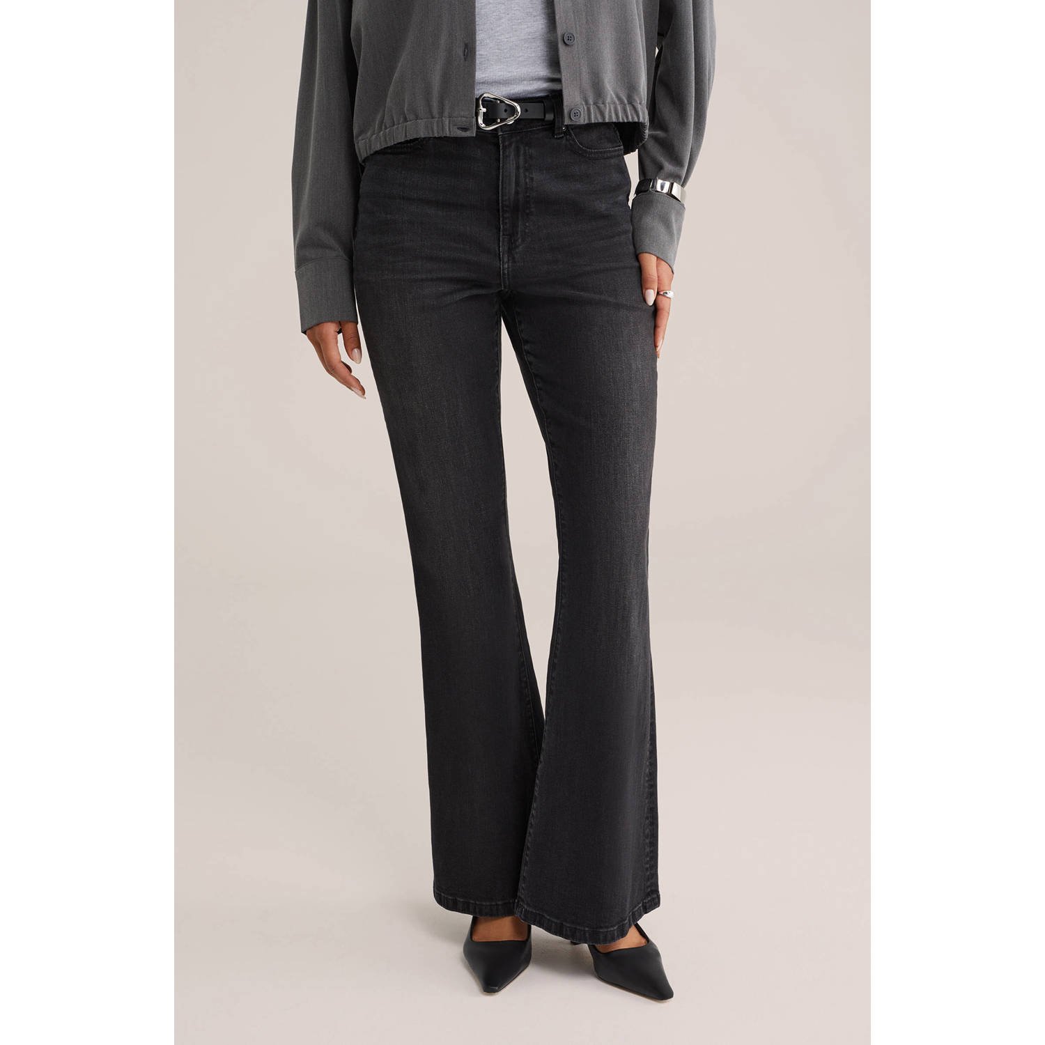 WE Fashion Blue Ridge flared jeans black denim
