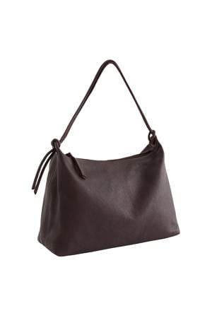 leren schoudertas aubergine