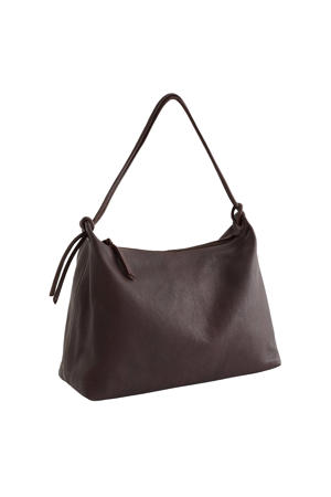 leren schoudertas aubergine