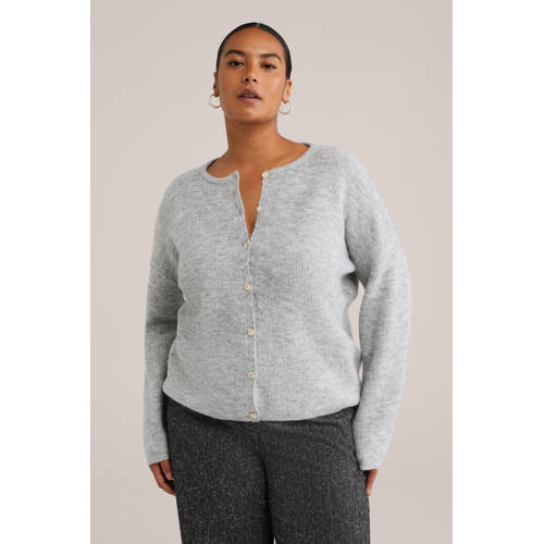 WE Fashion Curve gebreid vest lichtgrijs afbeelding