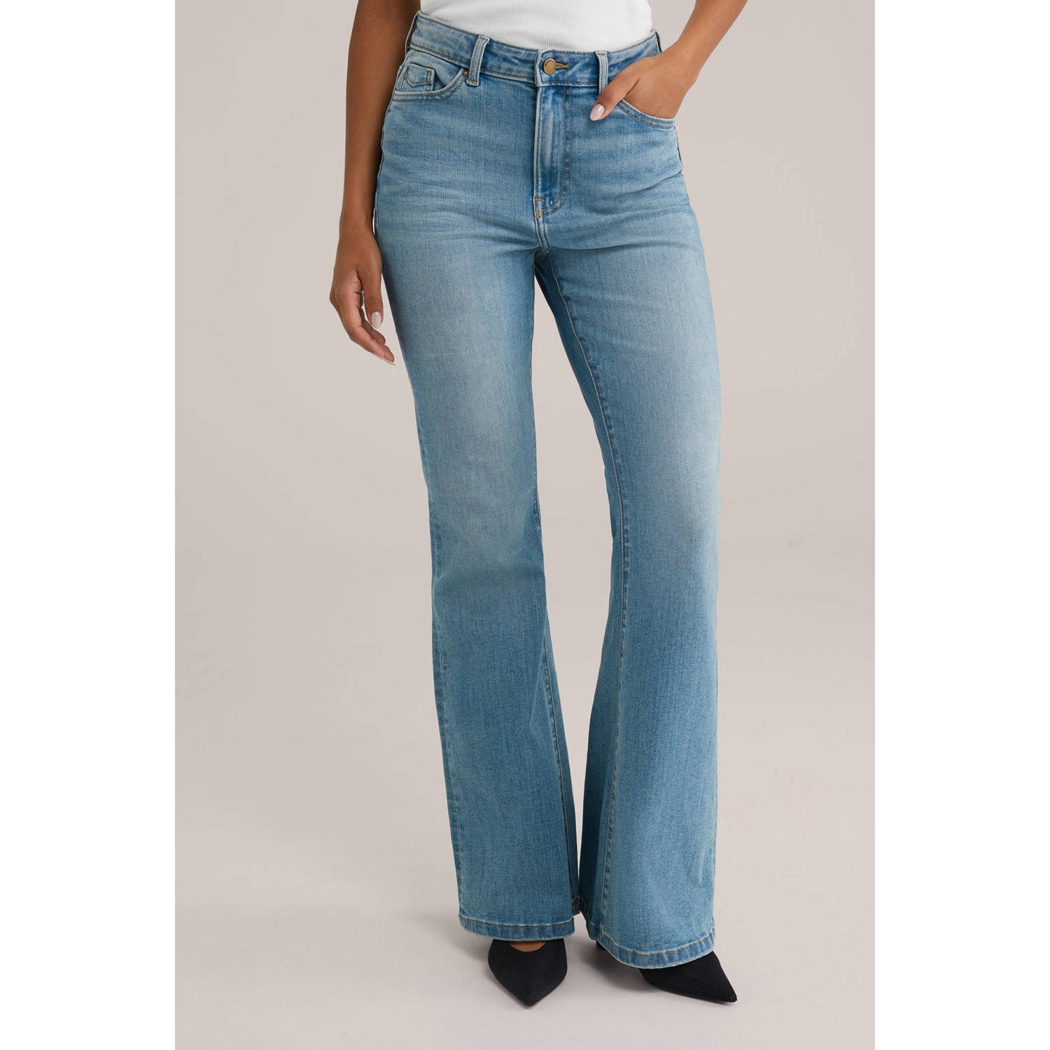 WE Fashion Blue Ridge high waist flared jeans light blue denim