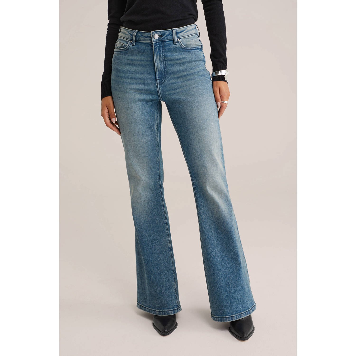 WE Fashion Blue Ridge flared jeans medium blue denim