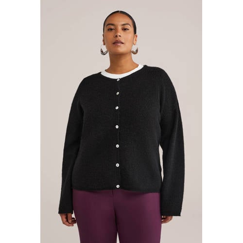 WE Fashion Curve gebreid vest zwart afbeelding