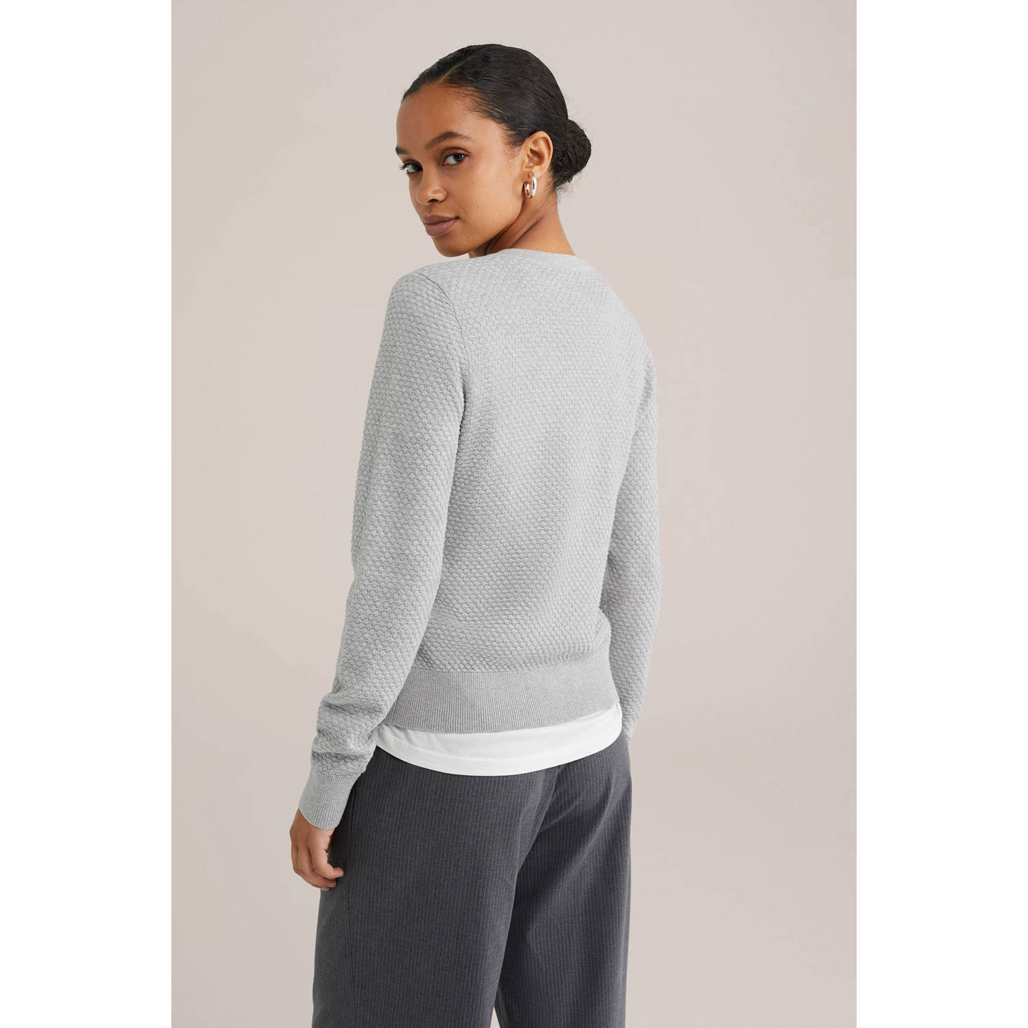 WE Fashion gebreid vest lichtgrijs