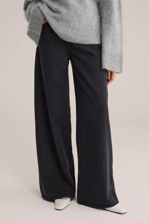 high waist wide leg jeans black denim