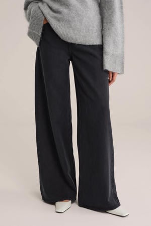 high waist wide leg jeans black denim