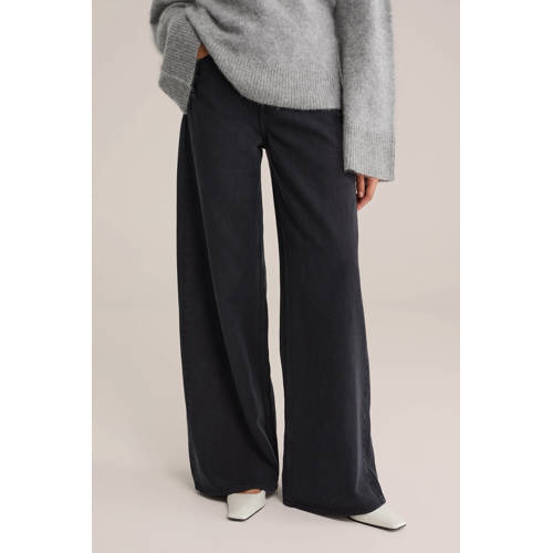 WE STUDIO high waist wide leg jeans black denim afbeelding