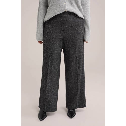 WE Fashion Curve wide leg high waist broek grijs afbeelding