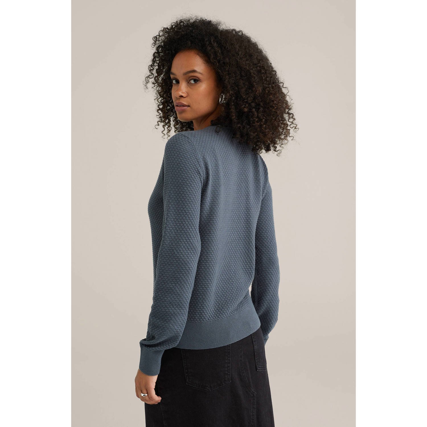 WE Fashion gebreid vest grijsblauw