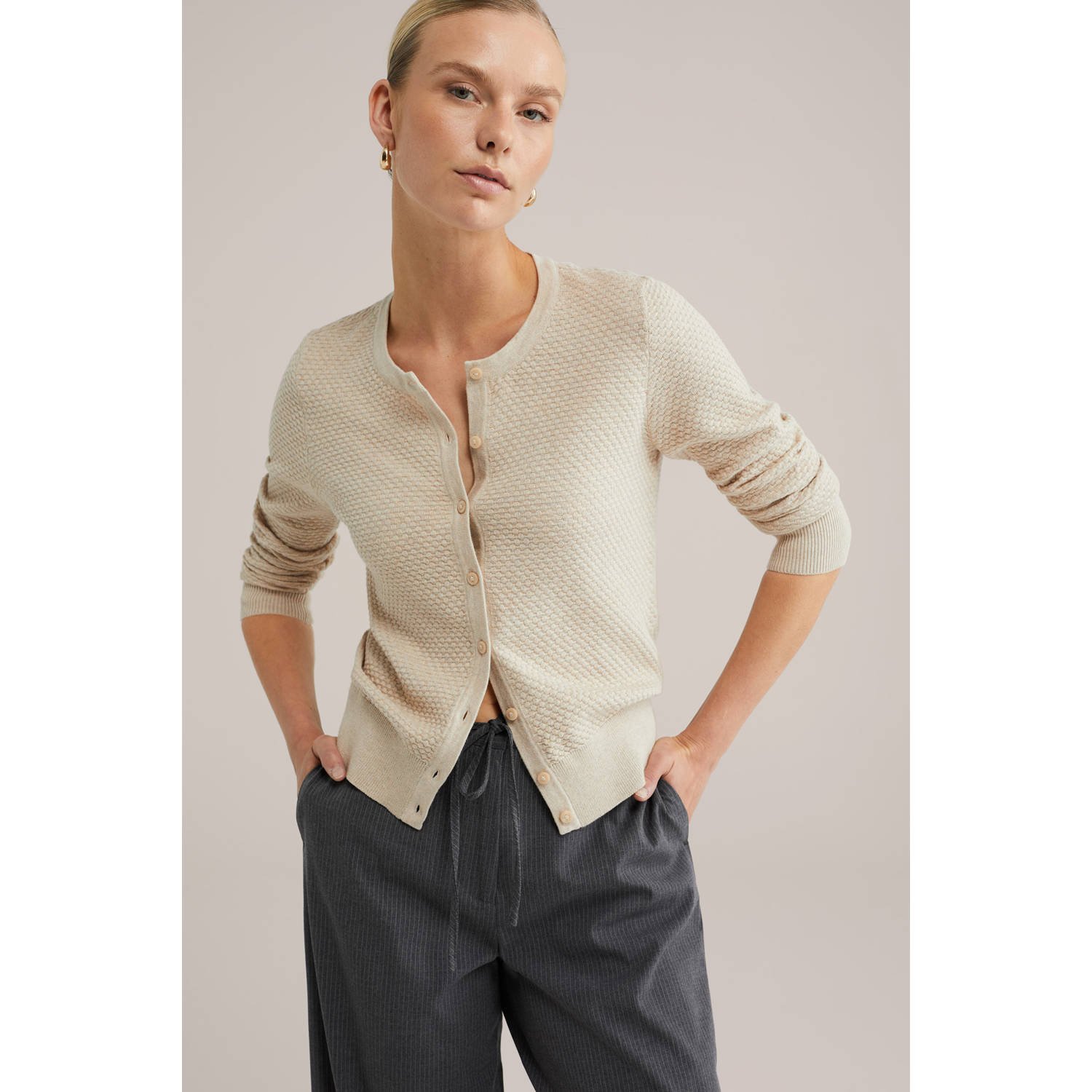 WE Fashion gebreid vest ecru