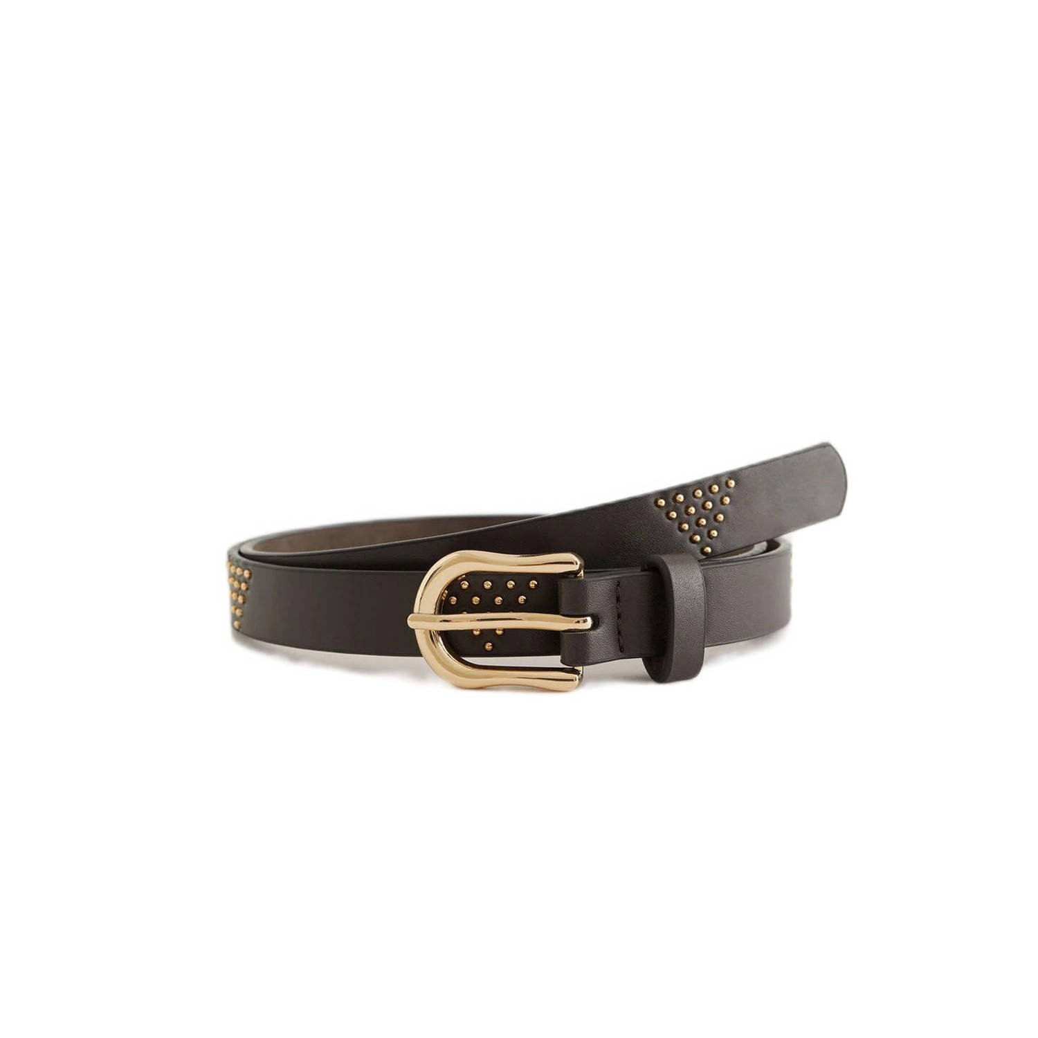 WE Fashion riem met studs donkerbruin
