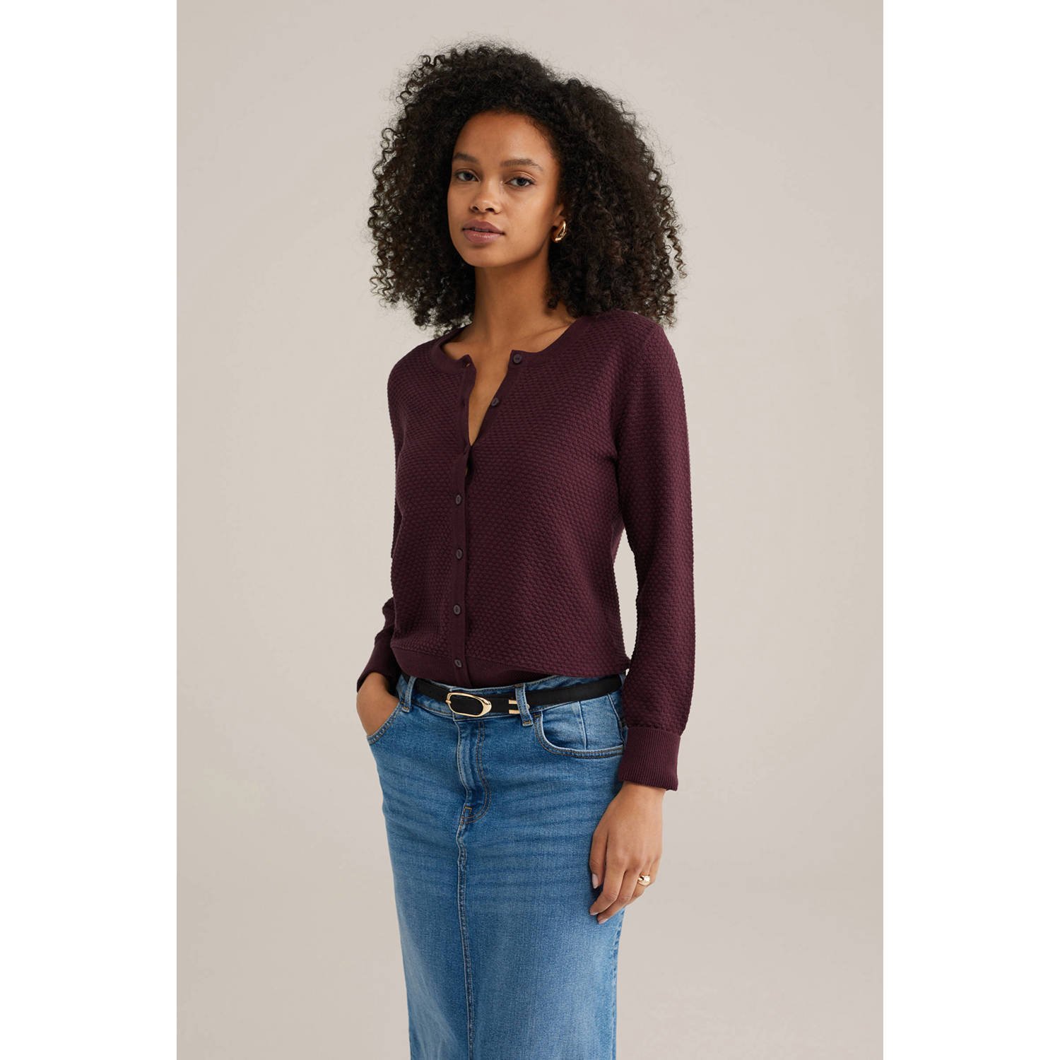 WE Fashion gebreid vest donkerrood