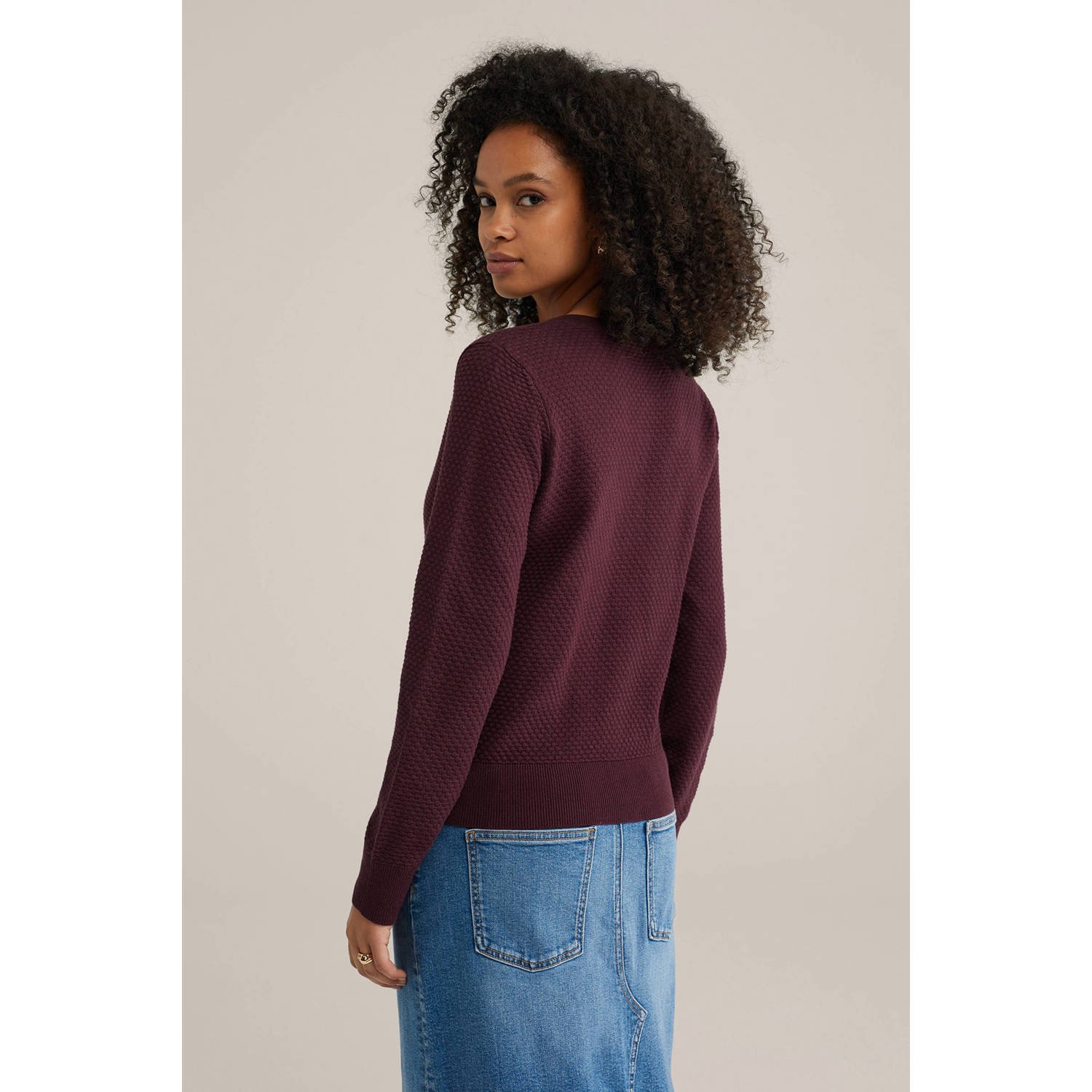 WE Fashion gebreid vest donkerrood