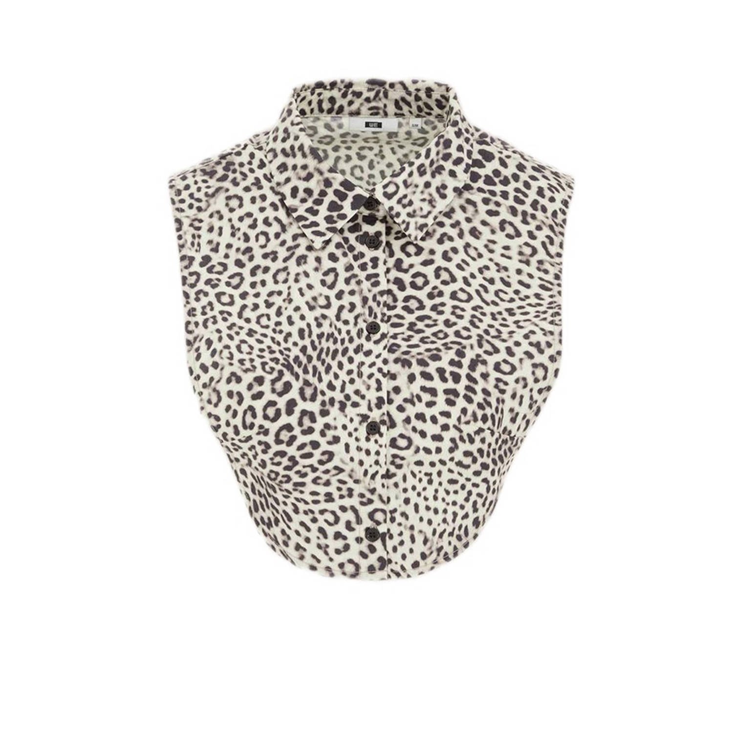 WE Fashion losse kraag met panterprint beige