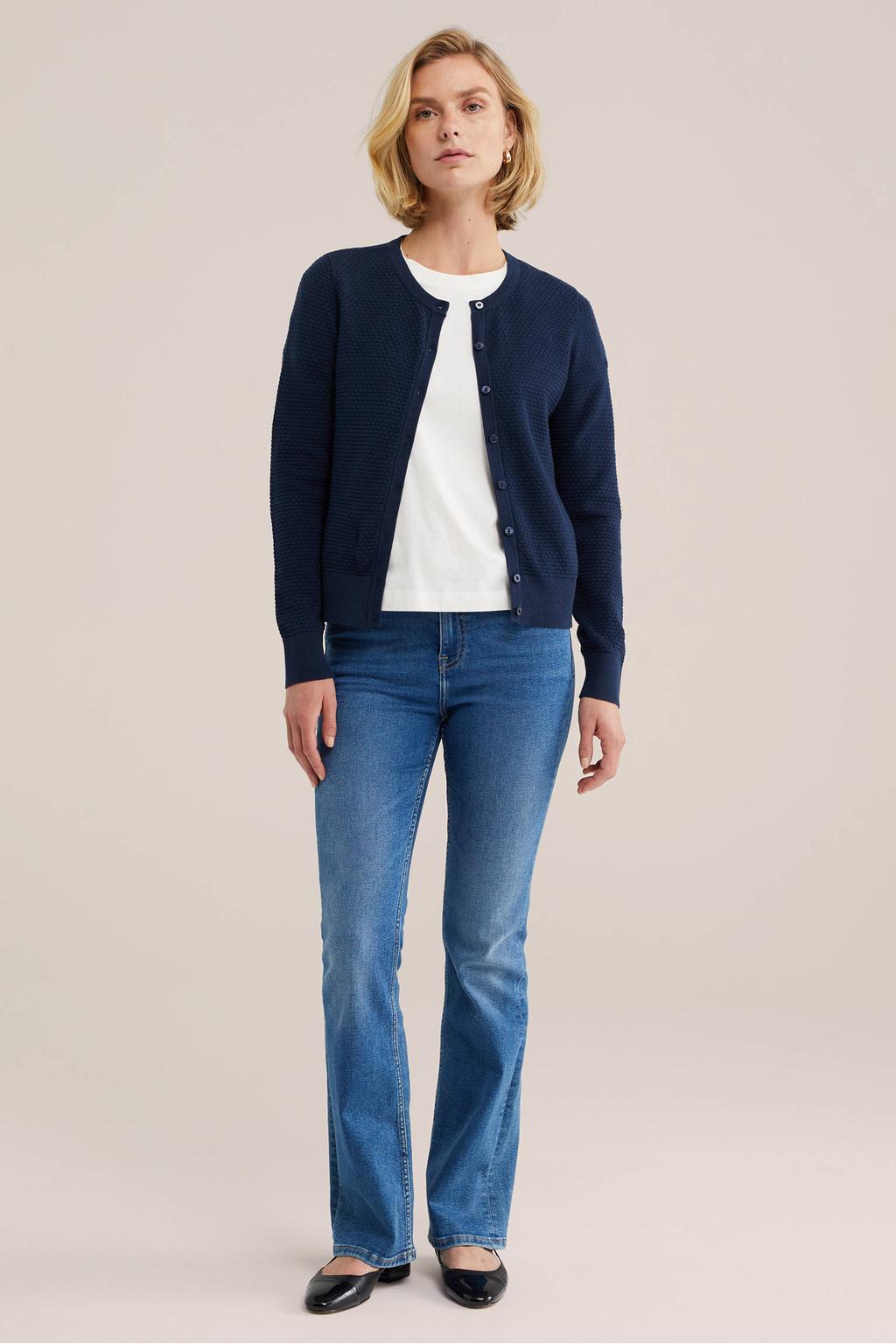 WE Fashion gebreid vest marineblauw