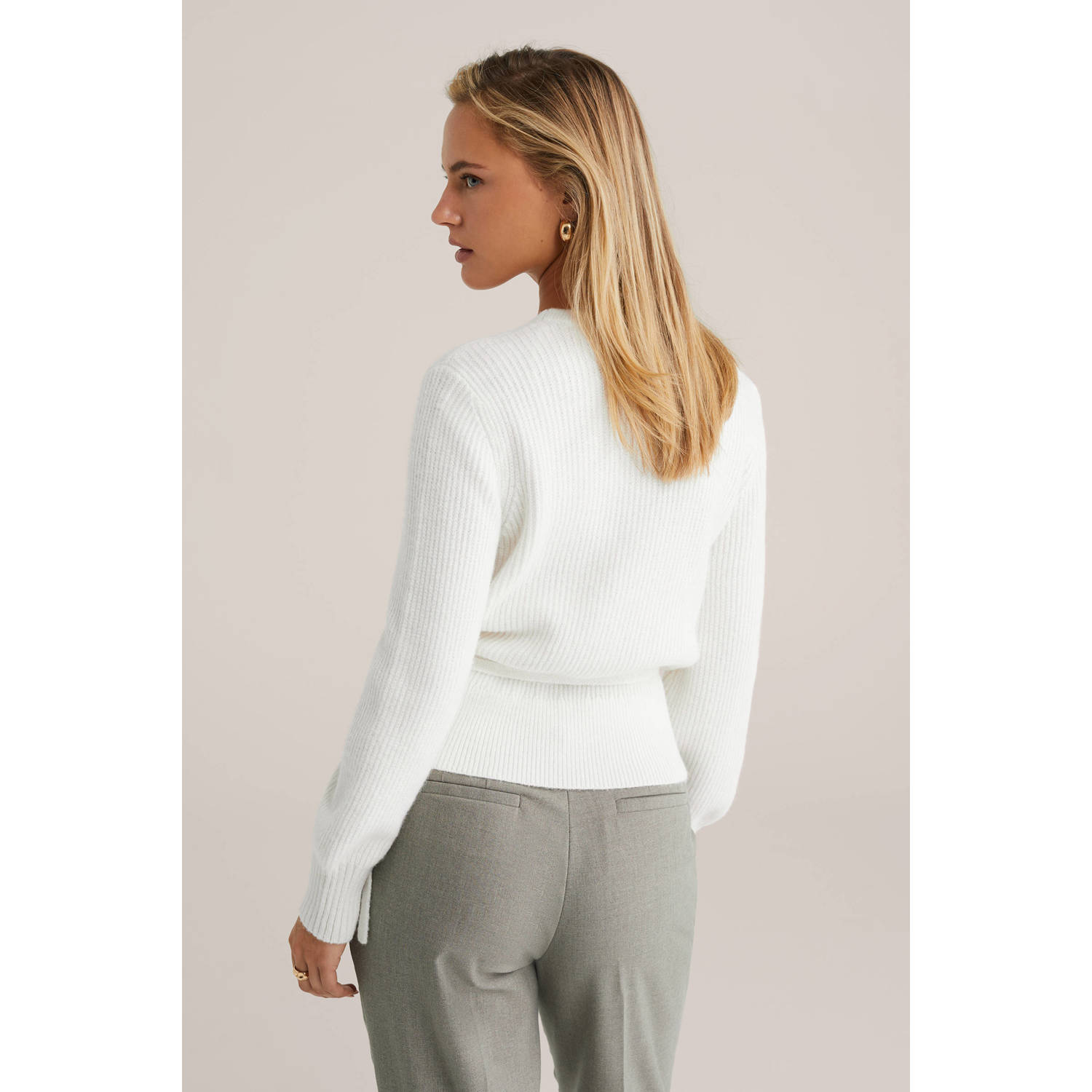 WE Fashion gebreid vest met wol wit