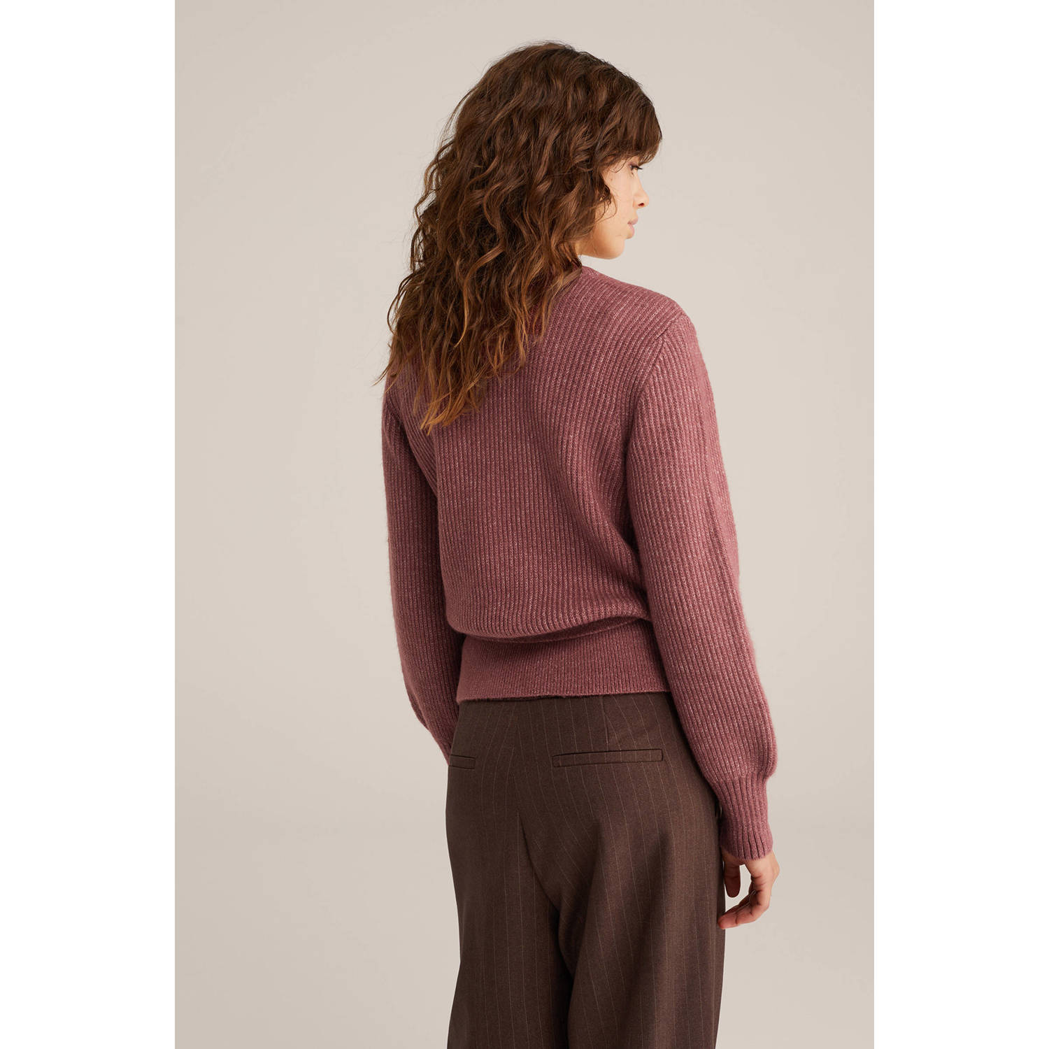 WE Fashion gebreid vest met wol oudroze