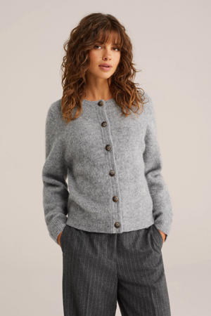 cardigan met wol grijs
