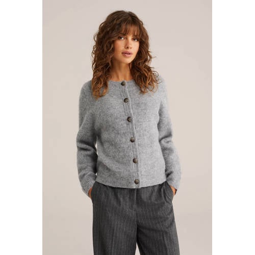 WE Fashion cardigan met wol grijs afbeelding