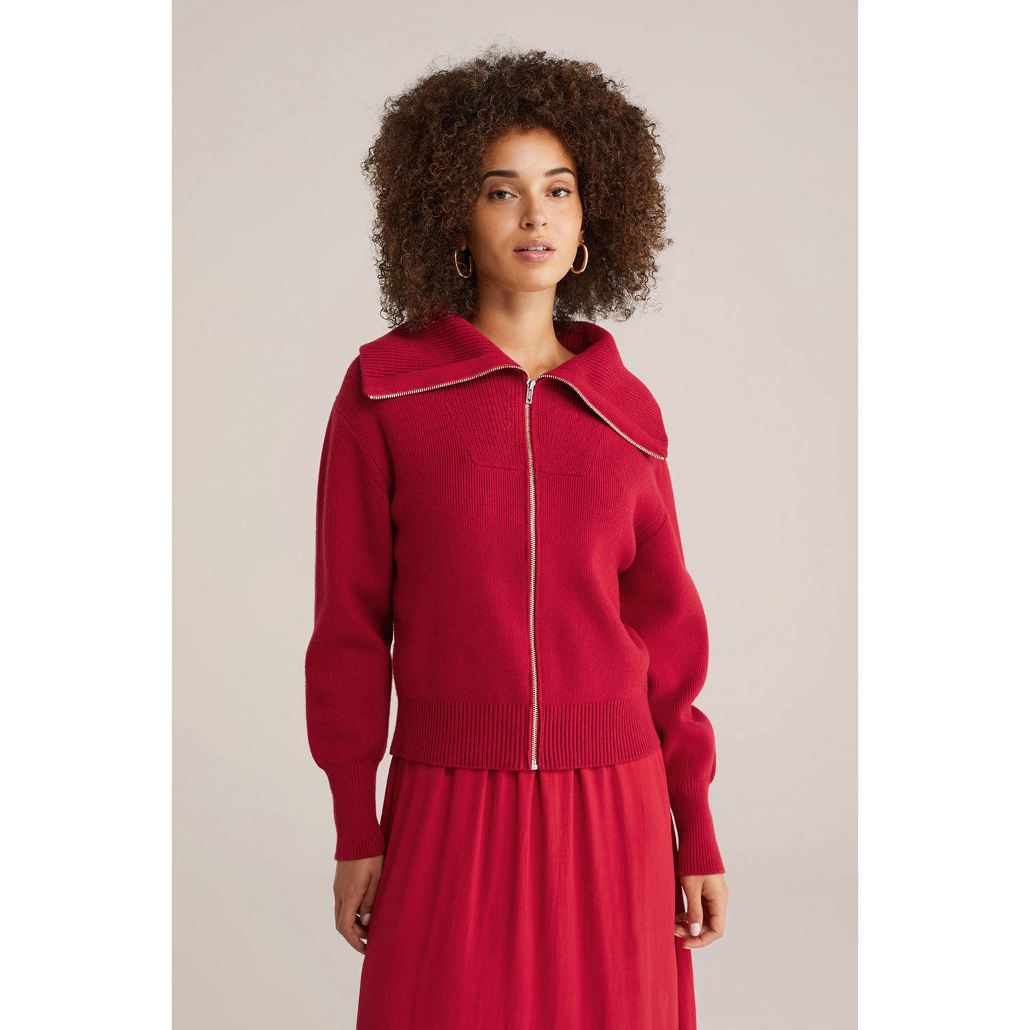 WE Fashion gebreid vest rood
