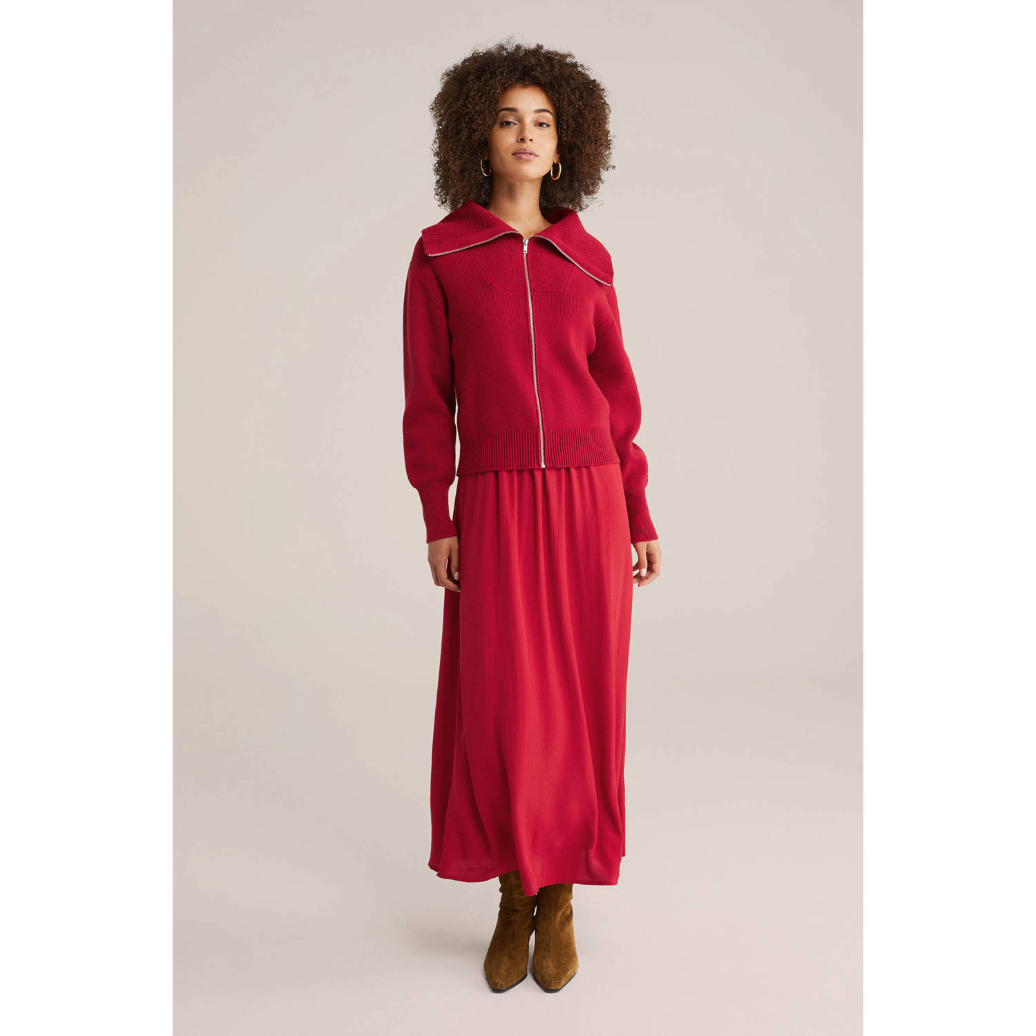 WE Fashion gebreid vest rood