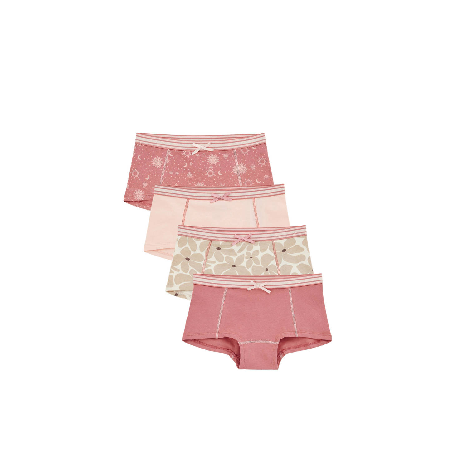 WE Fashion meisjes boxer (set van 4) roze lichtroze beige