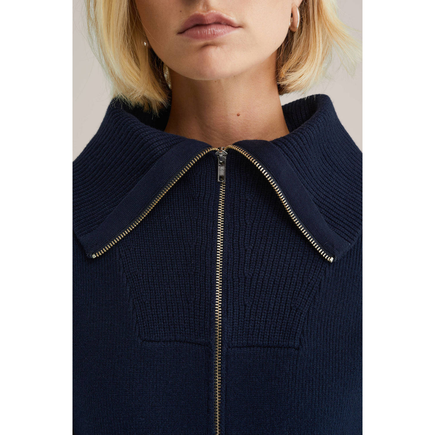 WE Fashion gebreid vest donkerblauw