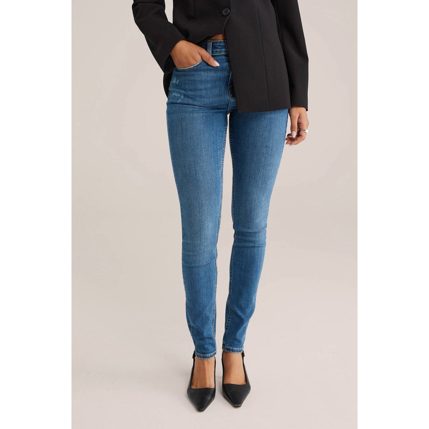 WE Fashion Blue Ridge high waist skinny jeans blauw