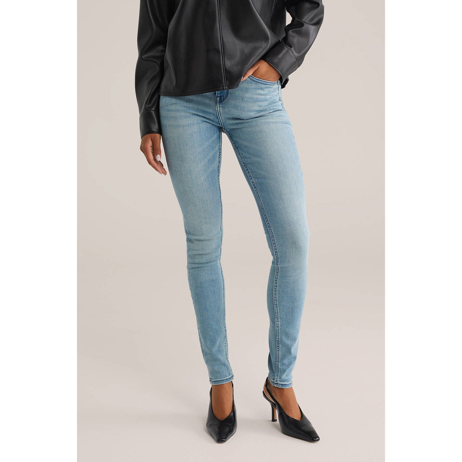 WE Fashion Blue Ridge high waist skinny jeans lichtblauw