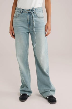 wide leg jeans light blue denim