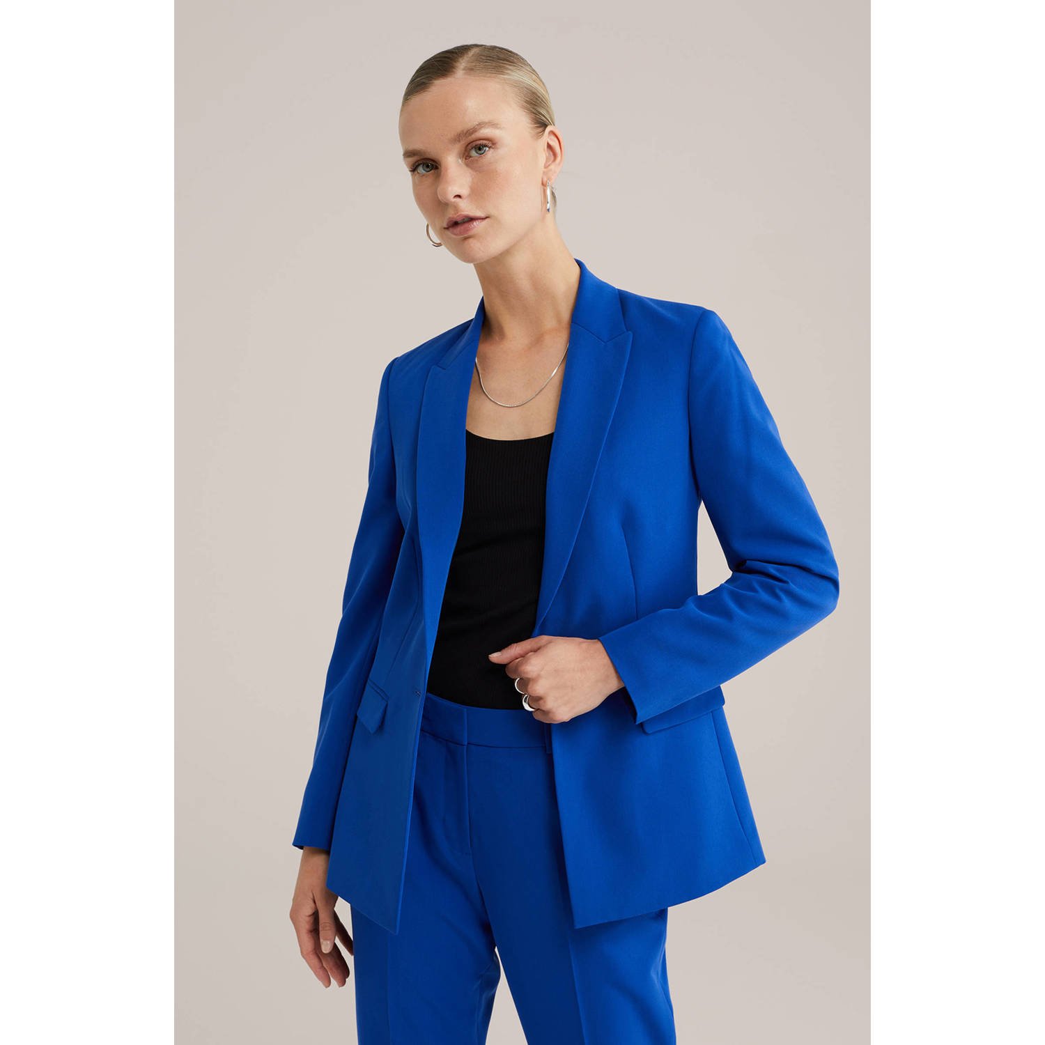 WE Fashion getailleerde blazer blauw