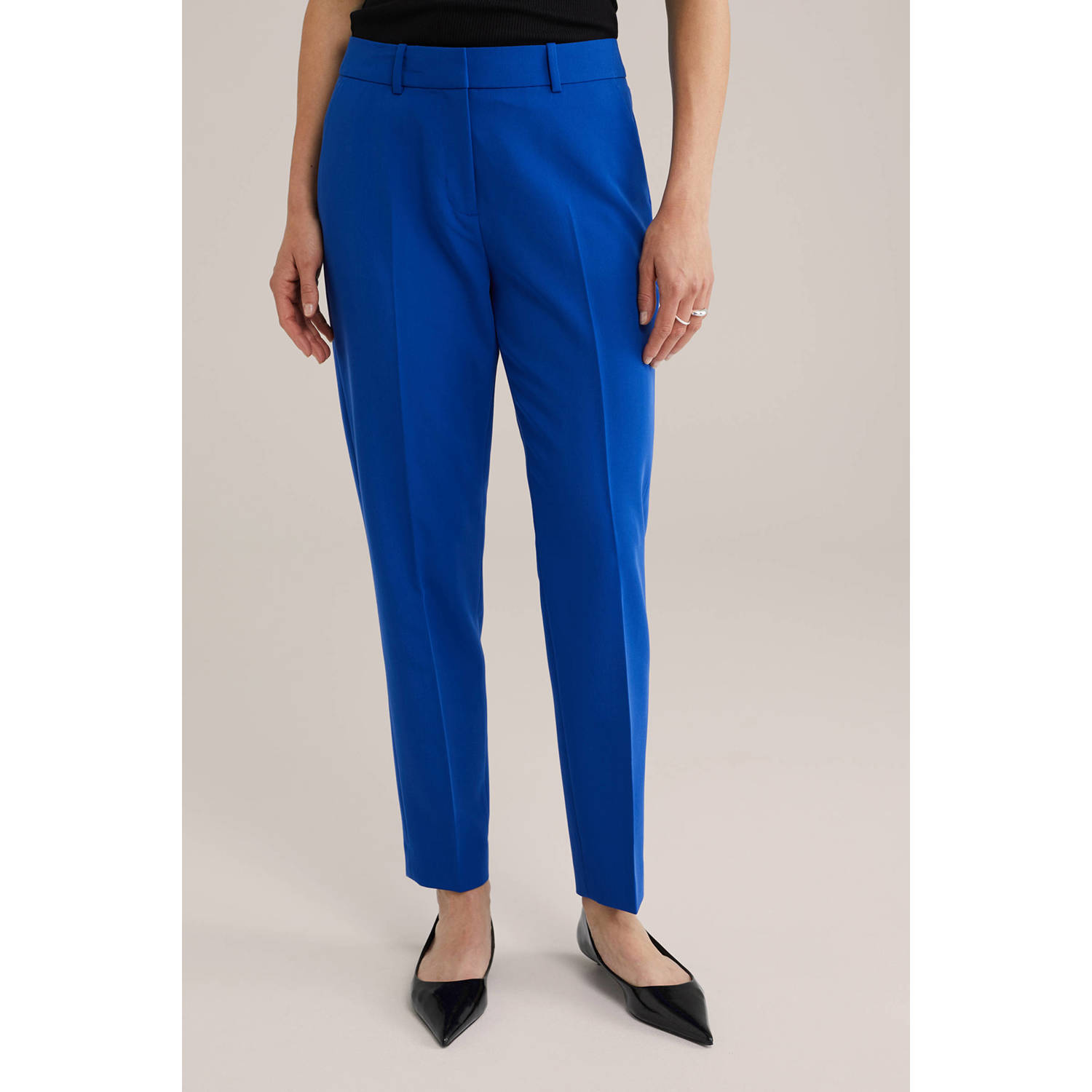 WE Fashion tapered regular waist pantalon blauw