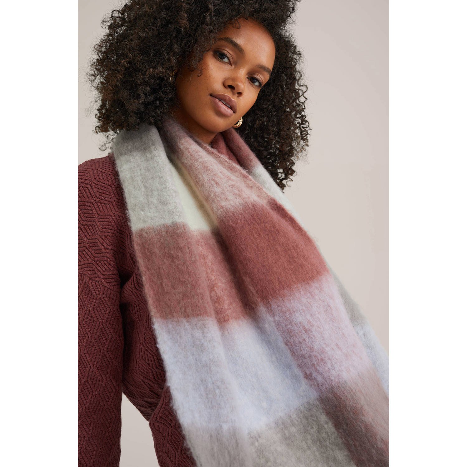 WE Fashion geruite sjaal multi