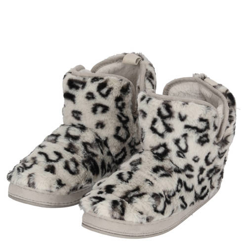 Apollo pantoffels met panterprint grijs afbeelding
