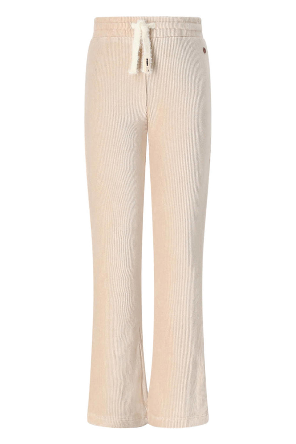 Ecru meisjes NONO fluwelen flared casual broek met regular waist en elastische tailleband met koord