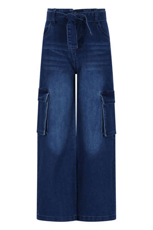 regular high waist cargo jeans dark blue denim