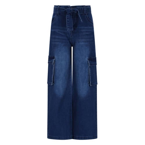 NONO regular high waist cargo jeans dark blue denim afbeelding