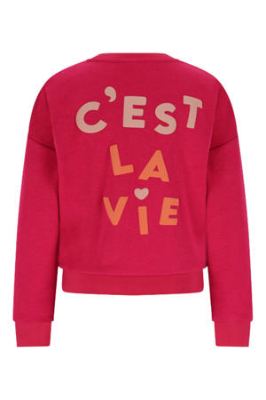 sweater met backprint fuchsia