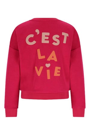 sweater met backprint fuchsia