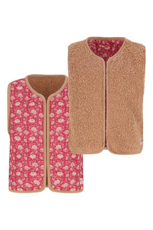 reversible teddy gilet fuchsia/bruin