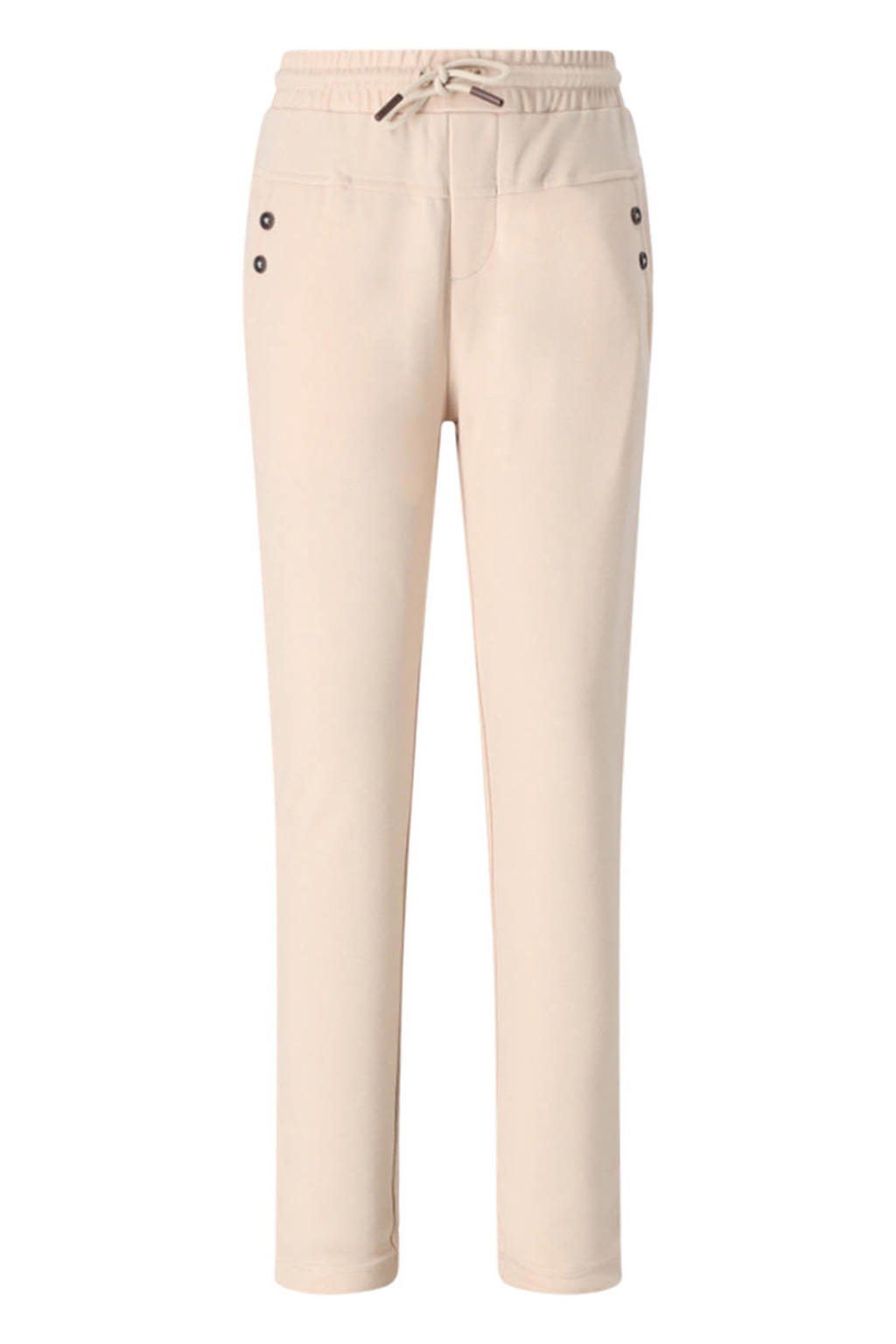 Zandkleurige meisjes NONO slim casual broek van viscose met regular waist, elastische tailleband met koord en effen