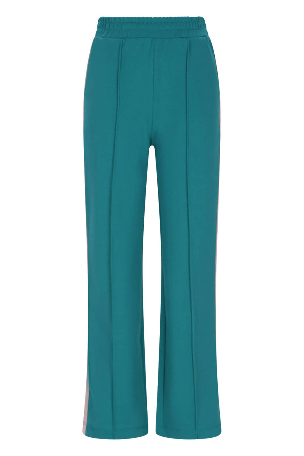 Groene meisjes NONO regular casual broek van viscose met elastische tailleband met koord en effen
