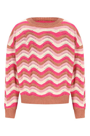 trui bruin/roze/wit