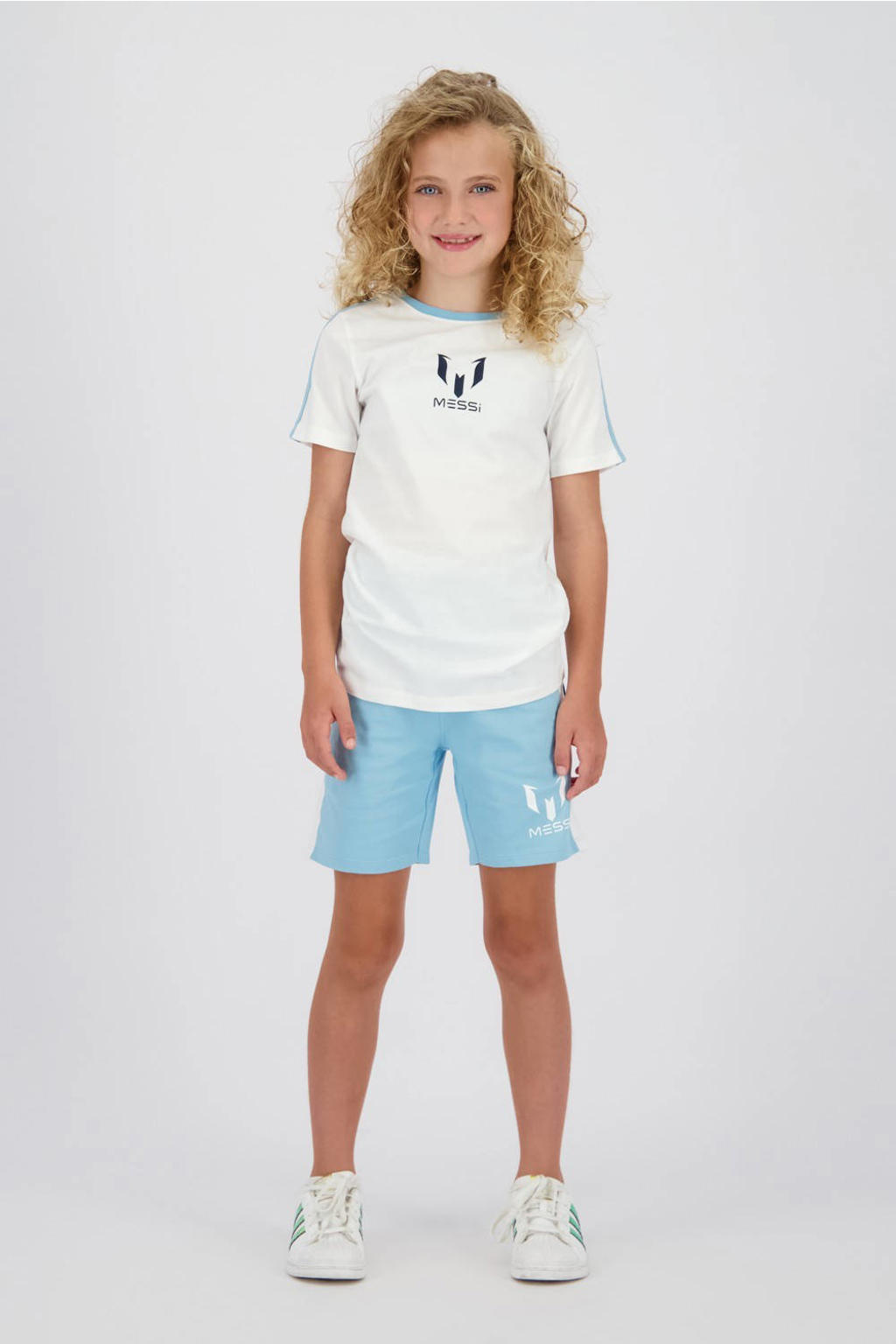 Messi T-shirt + korte broek lichtblauw/wit
