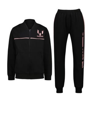 sweatvest + joggingbroek zwart/roze