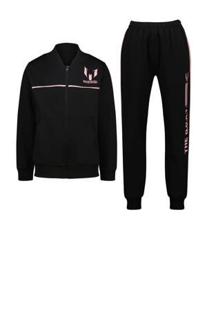 sweatvest + joggingbroek zwart/roze