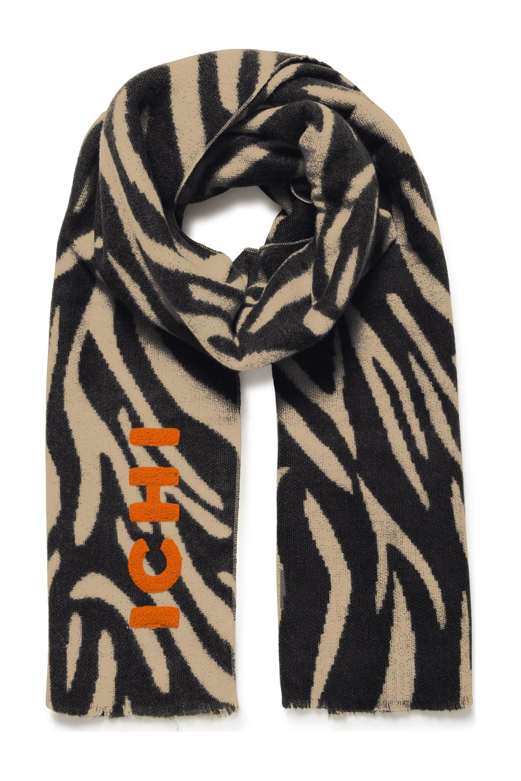 ICHI sjaal IALEANE zwart/beige